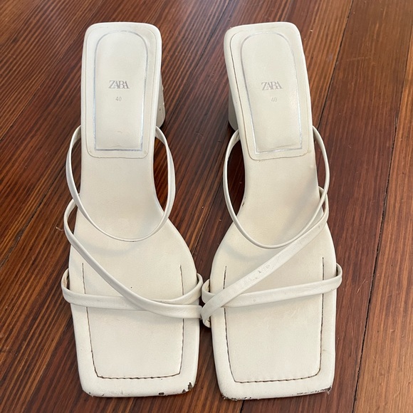 Zara Shoes - Zara Women's White Strappy Block Heel Sandals